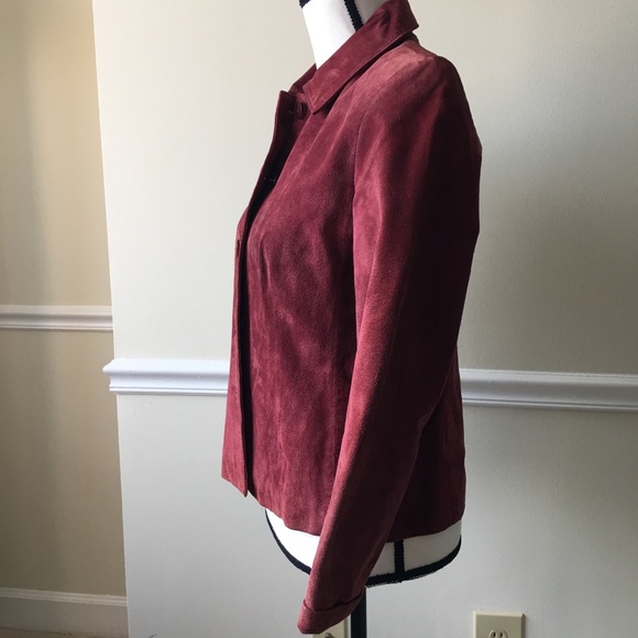 genuine suede leather red jacket button blazer - Picture 2 of 4